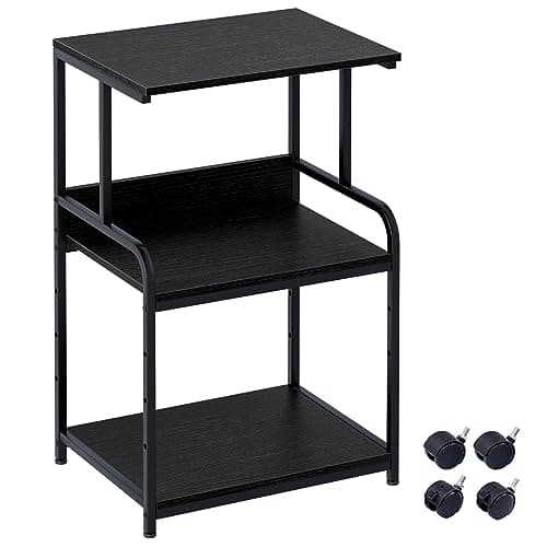 Image of 3-Tier Printer Stand Table with Storage,3d Printer Shelf,Multi-Purpose Printer Organizer With Shelf and Wheels, Rolling Cart for Folders,Books,for Fax Machine, Scanner,Home Office,Desk,Black