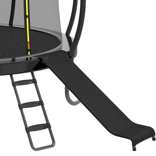Image of Polwkscas Universal Trampoline Ladder Slide kit, 3 Steps Wide Step for Trampoline, Trampoline Accessories Slide with Buffer Section for Children Kids Climb Up & Down