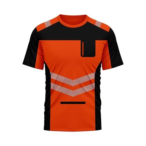 Image of TORO ACTIVA Hi Vis Short Sleeve High Visibility T Shirt Breathable Round Crew Neck Work Safety with Reflective Tape High Visibility Work Tops