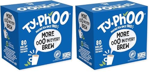 Image of Typhoo • 80 Decaf Black Tea Bags • Ethically Sourced Tea Leaves • Packed in the UK • Refreshing Everyday Blend • Bold and Full of Flavour (Pack of 2)