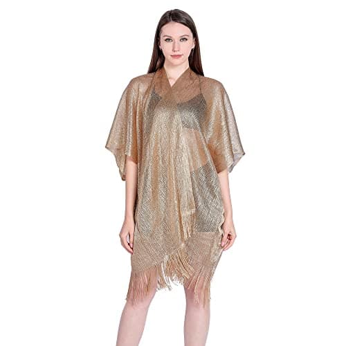 Image of Central Chic Womens Shimmer Sparkly Cardigan Shrug Kimono For Weddings Proms Parties (Copper Gold)