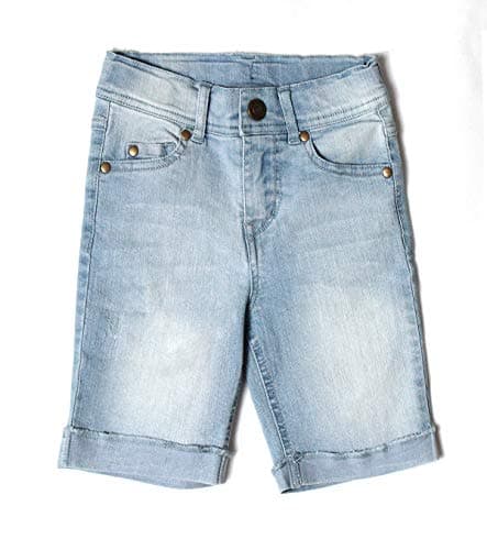 Image of Bienzoe Girls Denim Jean Shorts: Kids Stretch Low Waist Casual Summer Bermuda Pure Denim Size 10