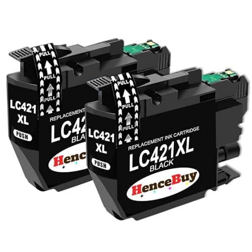 Image of HenceBuy LC421XL Black Ink Cartridges for Brother LC421 XL LC-421XLVA Multipack Compatible with Brother DCP-J1050DW DCP-J1140DW MFC-J1010DW Inkjet Printers, 2 Black (High Yield)