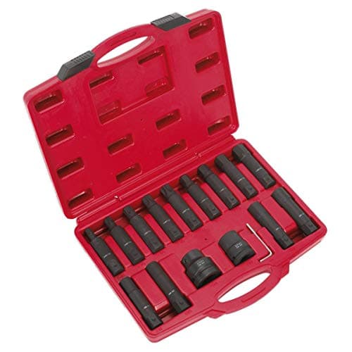 Image of Sealey Sx098 Impact Hex TRX & TRX Female Socket Bit Set 16Pc 3/4In & 1In Sq Dr