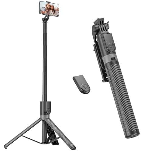 Image of RISEOFLE Phone Tripod & Selfie Stick, 180cm Aluminum All in One Extendable Tripod for Smartphone, Portable Travel Phone Stand for Filming, with Wireless Remote for iPhone/Samsung/Android/Camera