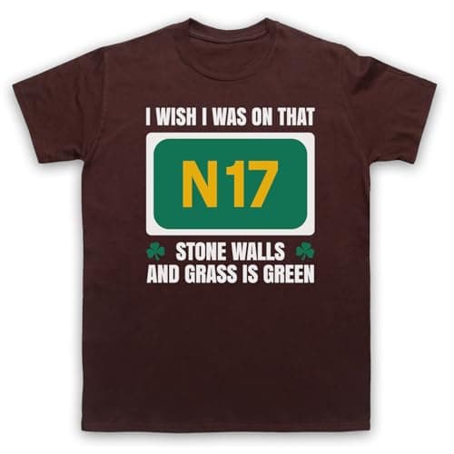 Image of My Icon Art & Clothing Saw I Wish I was On That N17 Gaelic Folk Rock Doctors Mens T-Shirt, Brown, Small