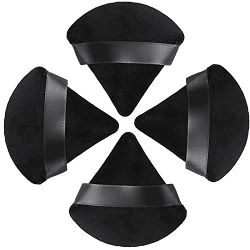 Image of HEYMKGO Powder Puff, 4pcs Triangle Powder Puffs for Pressed Powder, Velvet Setting Makeup Puff Powder Sponge with Strap, Reusable Wet Dry Dual-use Face Make Up Cosmetics Cleansing Beauty Make-up Puff