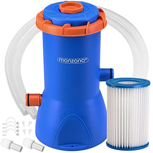 Image of MONZANA® Swimming Pool Cartridge Filter Pump | Beautiful Clear Clean Water | Filter Cartridge | Electric | Easy Installation | Includes Hoses & Clamps | 90W | 3800 L/H