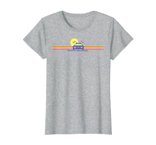 Image of Back to The Future Delorean Retro Chest Stripes T-Shirt, Women, Heather Grey, XX-Large