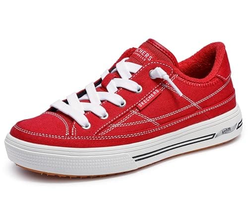 Image of Skechers Women's Arcade Arch Fit-Arcata Sneaker, Red Excursion Plain Getaway Solids, 5.5 UK