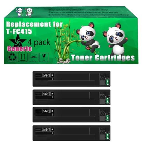 Image of Replacement T-FC415 Toner Cartridges Compatible for Toshiba E-Studio 2515 AC 4515 AC 3015 AC 5015 AC 3515 AC Printers, Up to 38000 Pages, Vivid Colors, Contains Chip (4 Pack Black)