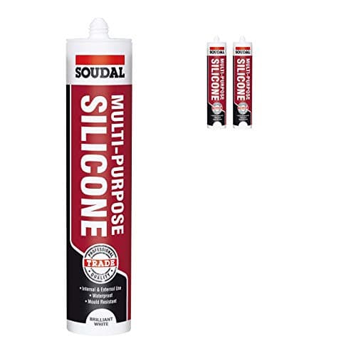 Image of 2 x Brilliant White Soudal Trade Silicone Multi Purpose Construction Sealant Acetoxy with Fungicide
