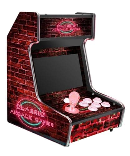 Image of Classic Arcade Games, Retro Gaming Console Cabinet 6296 Games Mini Tabletop Machine Assembled Video-game Player 10.1” Screen (Red)