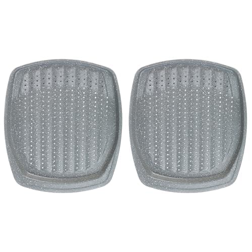 Image of Salter COMBO-8315A Non-Stick Baking Chip Oven Tray - with Holes, Set of 2, Carbon Steel, Oven Safe Up to 220°C, Strong and Durable, Crisper for Fries, Wedges, Vegetables, Marblestone Collection, 38cm
