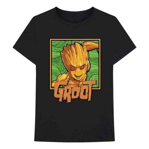 Image of Marvel Comics I Am Groot - Groot Square Official Tee T-Shirt Mens Unisex (Large) Black