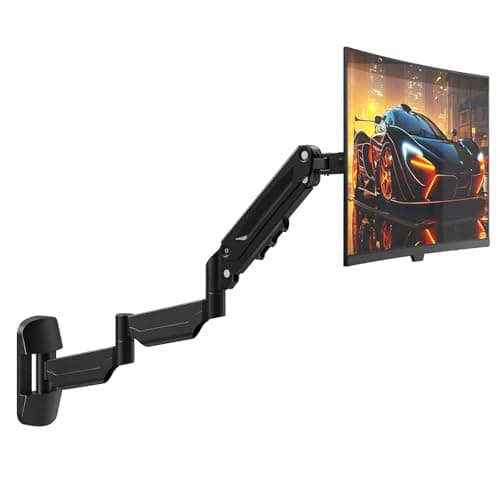 Image of Monitor Wall Mount for 17-32 inch - Extra Long Single Wall Mounted Monitor Arm, Fully Adjustable Vesa Wall Bracket, VESA 75x75/100x100, Hold up to 19.84 lbs, Black