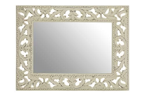 Image of Premier Housewares Rectangular Wall Mirror/Classic Mirrors For Bathroom/Bedroom/Garden Walls Fancy Wall Mounted Mirrors For Hallway With Cream Carved Frame Finish W81 X D6 X H106cm.