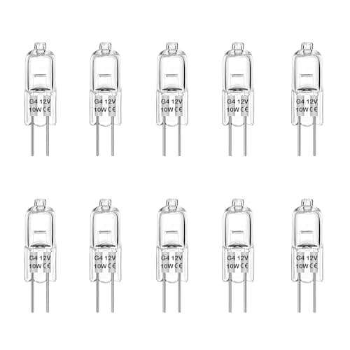 Image of Rpanle G4 Halogen Bulbs, Clear Capsule 10W 12V 3000K Warm White Light, for Cooker Lighting, Signal Lights, Track Lighting (10 Pack)
