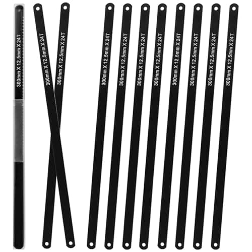 Image of Dunnet Tools 12pc Hacksaw Blades for Metal Cutting 12 Inch Replacement Hacksaw Blades 300mm 24TPI Carbon Steel Blade Set for Saw For Metal Cutting Bi-Metal Hacksaws