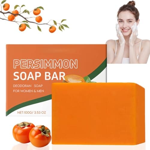Image of 100G Persimmon Goat Milk Soap Bar,Natu/ral Bar Soap for Body Wash & Deodor/ant,Deep Moisturizing & Cleansing for Men & Women,Eliminates Body Odor for Smooth&Refreshed Skin