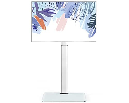 Image of FITUEYES White TV Floor Stand for 32 to 60 inch TVs, Free Standing TV Stand with Swivel Bracket, Height Adjustable, Holds 30kgs, Max VESA 600x400mm
