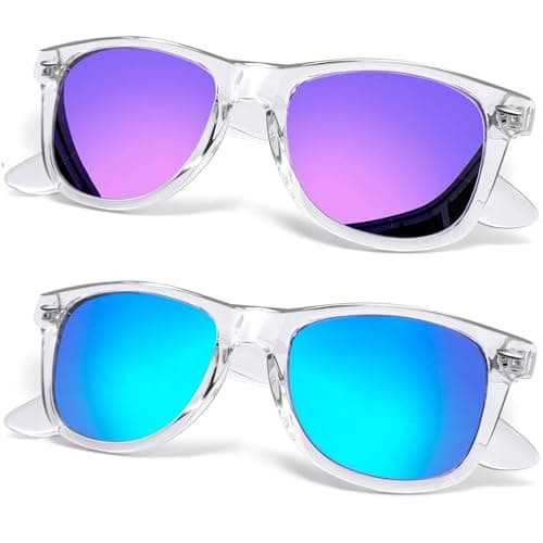 Image of Joopin Square Polarised Sunglasses for Men Women UV Protection Unisex Mirror Retro Sunglasses Man for Driving Hiking Fishing Sports (Blue+Purple)