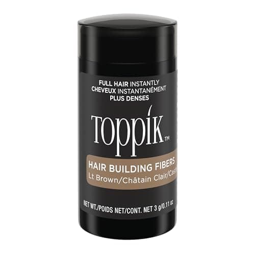 Image of Toppik Hair Building Fibres Powder, Light Brown, 3g Bottle - for A Thicker-looking Hairline, Crown and Beard, Instant Thinning Concealer for Men and Women 