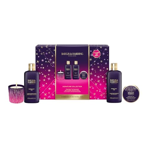 Image of Baylis & Harding Moonlight Fig Gift Wrapped Candlelit Bathing Gift Set - Vegan Friendly (Pack of 1)