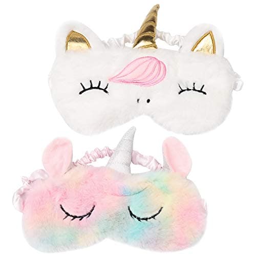 Image of 2 PCS Eye Mask for Sleeping Kids, Unicorn Kids Sleeping Mask Cute 3D Animal Eye Masks Plush Sleep Mask Girls Cartoon Blindfold Eyeshade Travel Eye Cover for Girls Adult Children Style 1