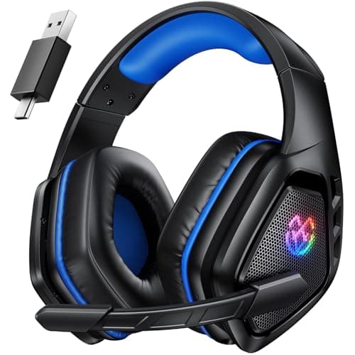 Image of Tatybo Wireless Gaming Headset for PC Ps5 Ps4, 2.4GHz USB & Type-C & Bluetooth Gaming Headphones with Mic, 40H Battery Comfortable Gaming Headsets for Switch Laptop Mobile Mac (Black Blue)