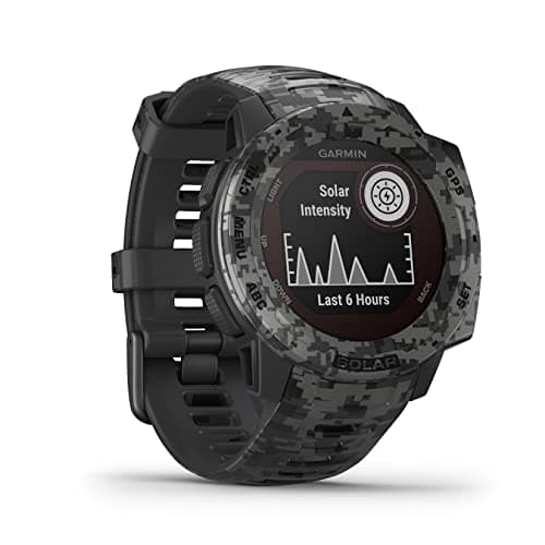 Image of Garmin Instinct Solar, Solar-powered Rugged Outdoor Smartwatch, Built-in Sports Apps and Health Monitoring, Graphite Camo