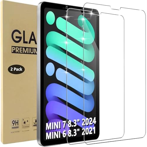 Image of Hianjoo 2-Pack Screen Protectors Compatible With iPad Mini 7 (A17 Pro, 7th Generation, 2024) & Mini 6 (6th Generation, 2021), 8.3-Inch [Anti-Scratch] Tempered Glass Film