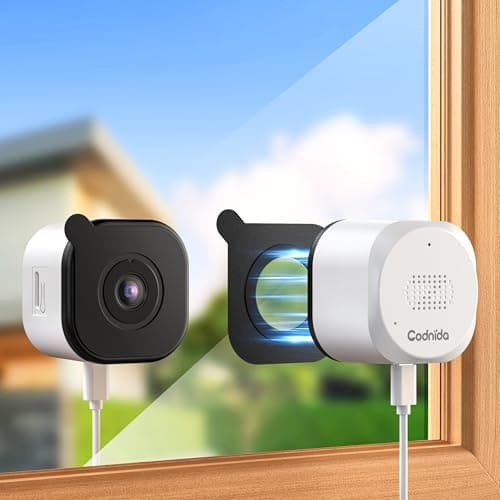 Image of Codnida 3MP Window Camera for Home Security, 2K Indoor Stick on Window Camera, 2.4/5Ghz WiFi Security Camera with Motion Detection, Full Color Night Vision, Two-Way Audio, Anti-Reflection