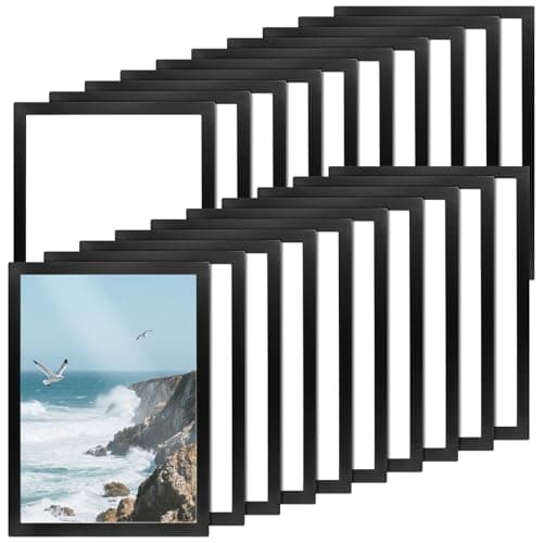 Image of MAKTSAM 20PCS A4 Magnetic Picture Frames, A4 Self Adhesive Collage Photo Display Frame for Paintings, Notices, Certificate, Poster,Black