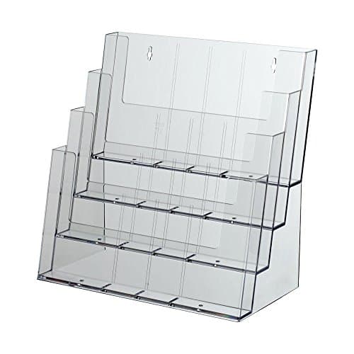 Image of Taymar 4C330 Versatile Clear Plastic Leaflet Display Stand. Suitable for A4/A5/DL Leaflets, Flyers, Literature & Brochures. Desktop or Wall Mounted