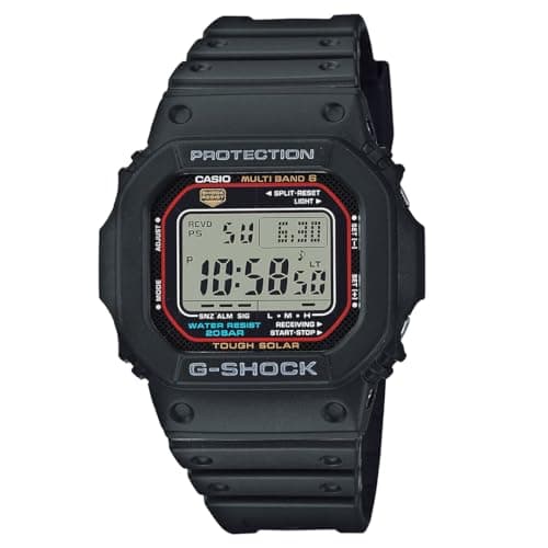 Image of Casio G-Shock Digital Solar Powered Radio Controlled Watch with Stopwatch, Countdown Timer, Alarm, Black Plastic Strap, 20 Bar Water Resistance, GW-M5610U-1ER