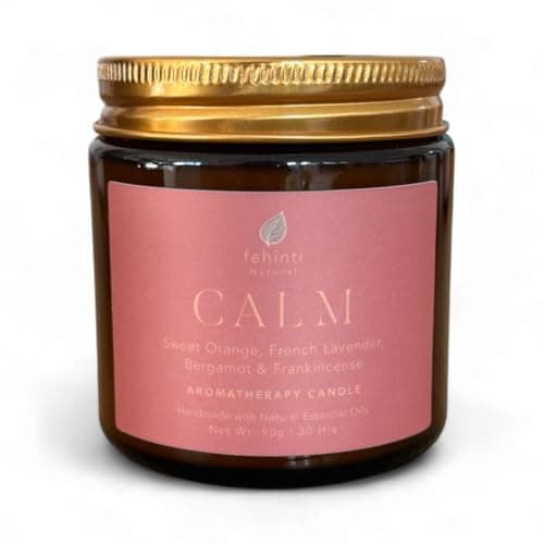 Image of Fehinti Natural Sweet Orange, French Lavender, Bergamot & Frankincense Aromatherapy Calm Candle Handcrafted with Natural Essential Oils and Soy Wax | 90g | 30 Hours