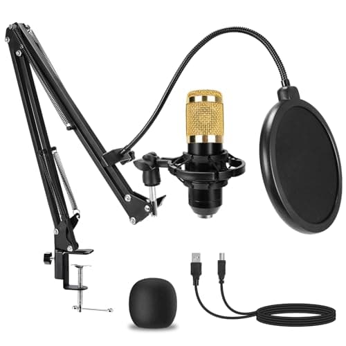 Image of AMOOX Condenser Microphone,Professional USB Microphone Plug & Play PC Computer Microphone Condenser Cardioid Mic Kit with Adjustable Boom Arm Stand Shock Mount,for Podcast,Streaming,YouTube，Tiktok