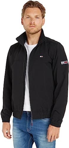 Image of Tommy Jeans Men's Tjm Essential Casual Bomber Dm0dm15382 Woven Jackets, Black, XS