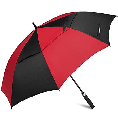 Image of ACEIken Golf Umbrella Windproof Large 62/68 Inch, Double Canopy Vented, Automatic Open, Extra Large Oversized,Sun Protection Ultra Rain & Wind Resistant Stick Umbrellas (Red/Black, 62 inch)