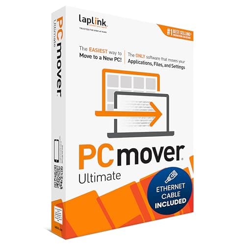 Image of Laplink PCmover Ultimate 11 - Moves your Applications, Files and Settings from an Old PC to a New PC - Includes Optional Ethernet Cable - 1 Use