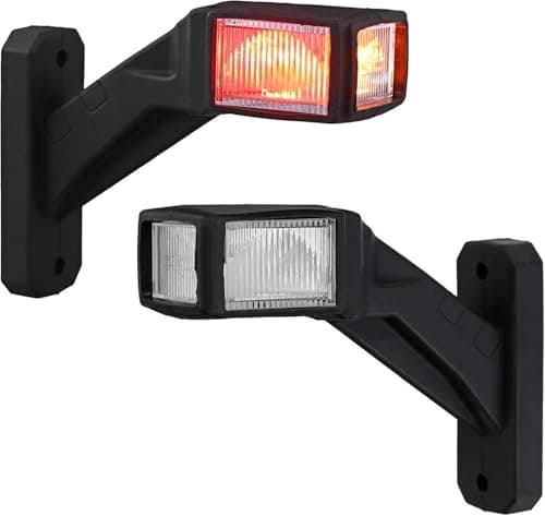 Image of Justech 2pcs LED Side Marker Lights 12-30V Waterproof 74mm Trailer Side Marker Lamp Warning Light White Red Amber for Truck Trailer Lorry RV Caravan (Shorter 140mm)
