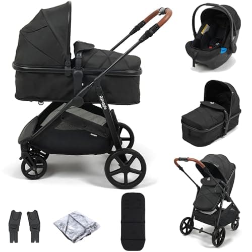 Image of Puggle Monaco XT 2-in-1 Pushchair with Adjustable Handle Travel System - Storm Black