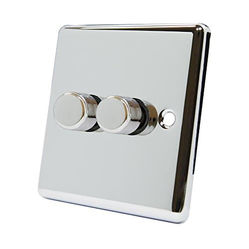 Image of AET CPC2GDIM4 2 Gang 2 Way 10 A 400 W Classical Chrome Polished Light Dimmer Switch