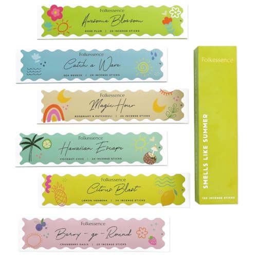Image of Folkulture Incense Sticks (120 Sticks) | Set of 6 Smell Like Summer Incense For Gifts, Aromatherapy | No Charcoal,Organic,Non Toxic,45 Mins Burn Time Sea Breeze, Lemon Summer Scents Insence-Sticks