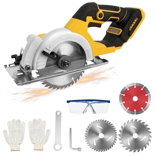 Image of Cordless Circular Saw for Dewalt 20V Max Battery, 5.5" Brushless Circular S-aw 0-45° Cutting Angle, 2 Saw Blades(140mm), Cutting Depth and Angle: 48mm(90°)-33mm (45°), for Wood Cutting(No Battery)