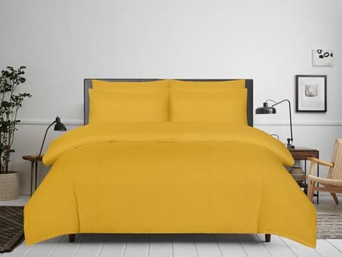 Image of APEX FURNISHINGS Single Duvet Cover Set- 100% Brushed Microfiber Bedding Quilt Cover with Pillowcase - Ochre