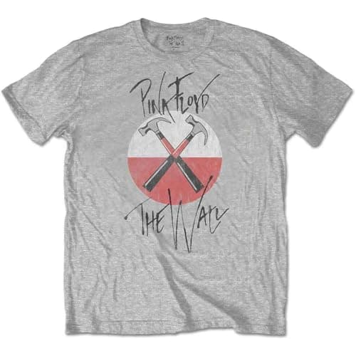 Image of PINK FLOYD T Shirt The Wall Faded Hammers Logo New Official Mens Grey