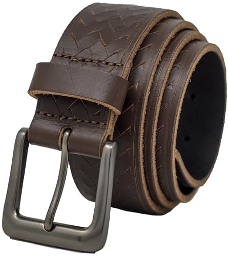 Image of Ashford Ridge Made in England 38mm Full Hide Leather Belt - Brown Weave - Large