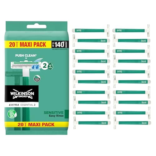Image of WILKINSON SWORD - Extra 2 Disposible Razors For Men | Sensitive Comfort | 20 Count (Pack of 1)